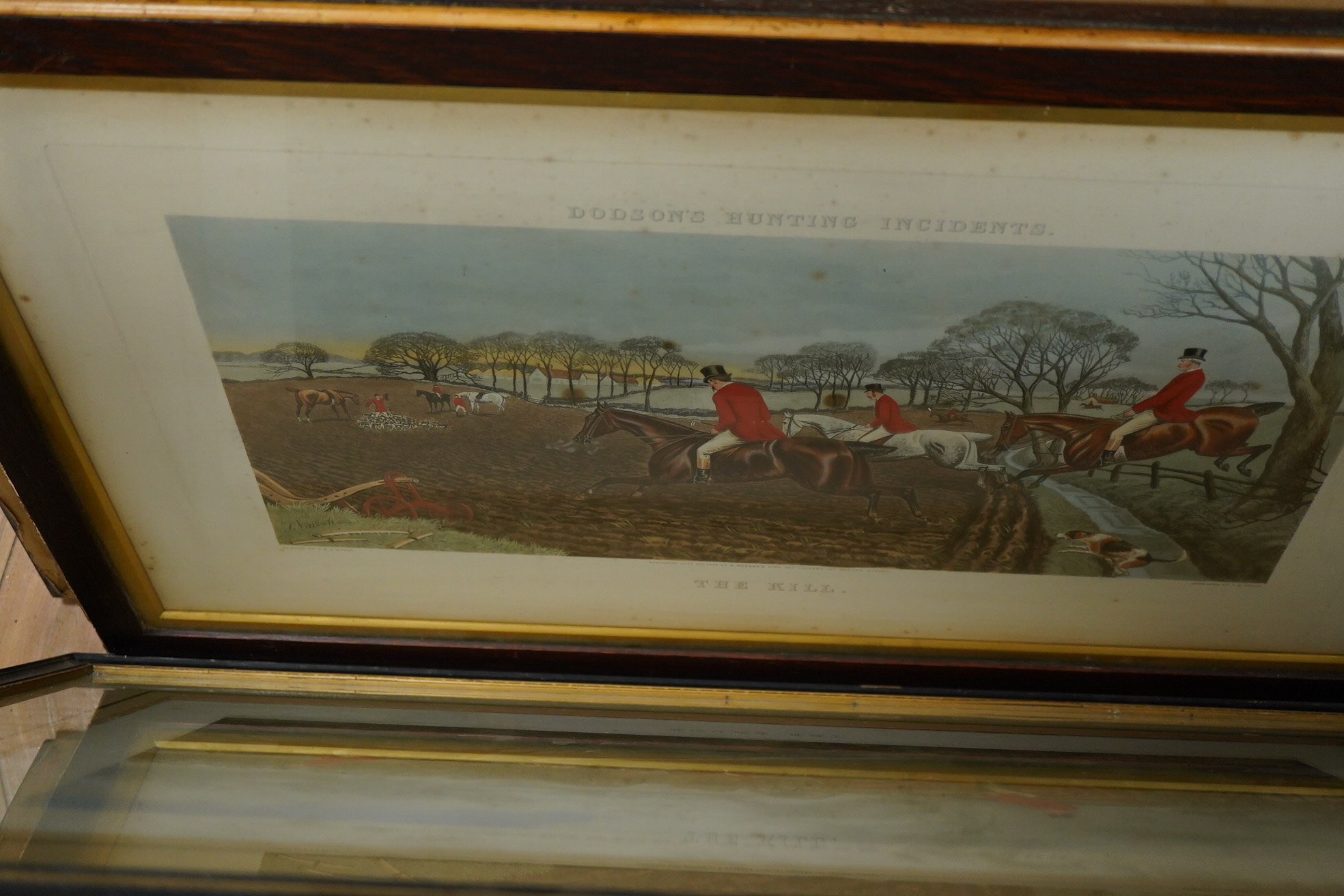 After T N H Walsh Dodson's Hunting Incidents, to include 'The Check' and 'The Fence', four lithographs published by R. Dodson's Fine Art Gallery, London, largest 35 x 59cm